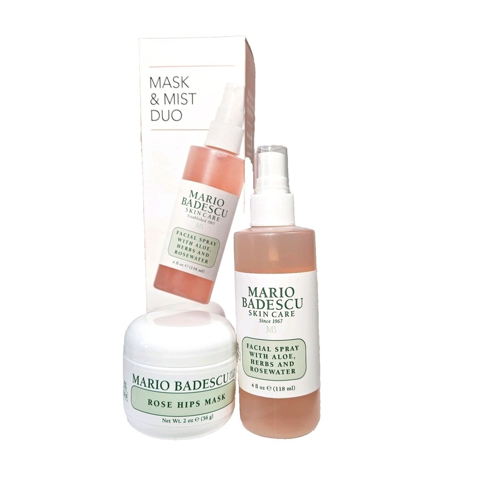 Mario Badescu Mask & Mist Duo Rose Hips Mask + Facial Spray 4oz NEW Sealed